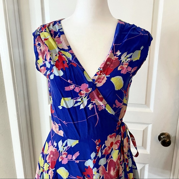 Yumi Kim Soho Mixer floral Dodger blue wrap dress - Picture 6 of 8